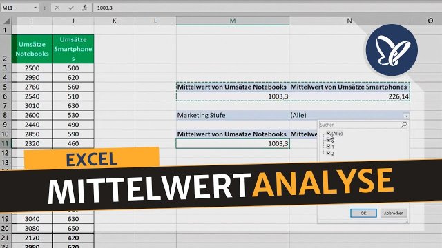 Microsoft Excel: Mittelwertanalyse erlernen