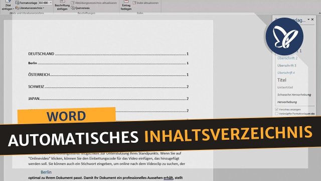 Microsoft Word: Automatisches Inhaltsverzeichnis anlegen